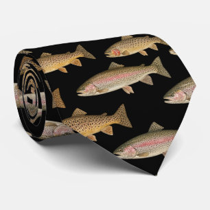 Seamless Pattern Fishing Lover  – Trout Fishing    Neck Tie