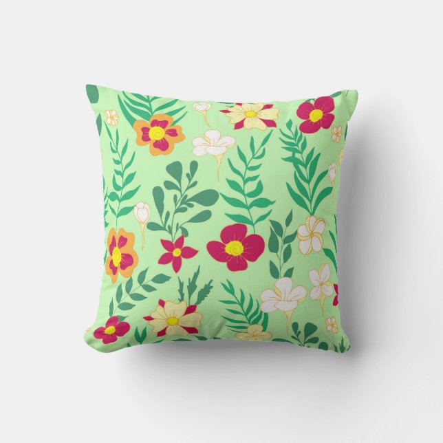 Seamless pattern flower and leaveshome decor, back throw pillow (Front)