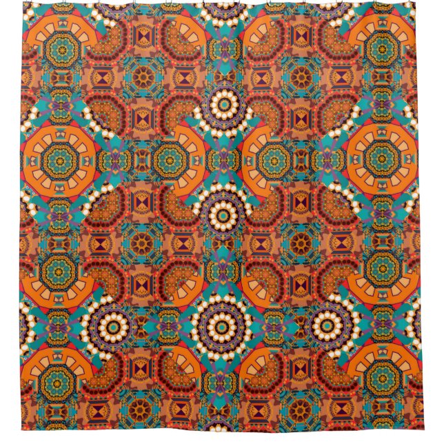 Seamless pattern from mandalas painted in brown, b shower curtain (Front)