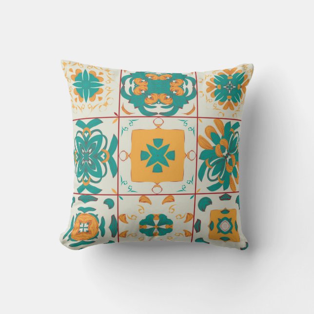 Seamless pattern from the 9 arabic tilesabstract,a throw pillow (Front)