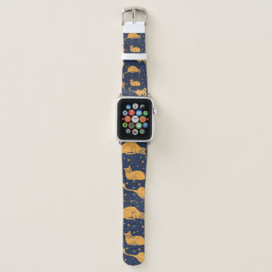 Seamless pattern, funny cats in everyday poses, pl apple watch band