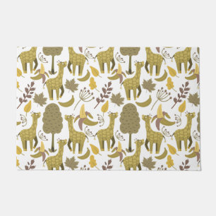 Seamless pattern Giraffe yellow white background Doormat