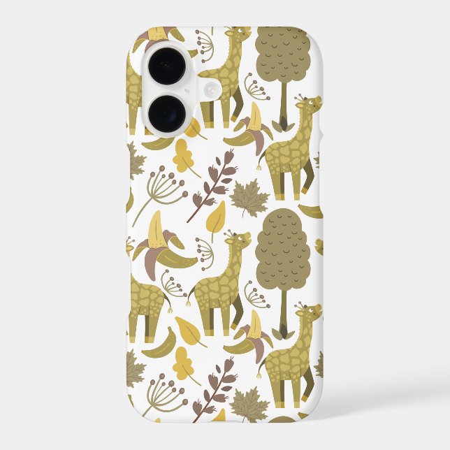 Seamless pattern Giraffe yellow white background Iphone Case (Back)