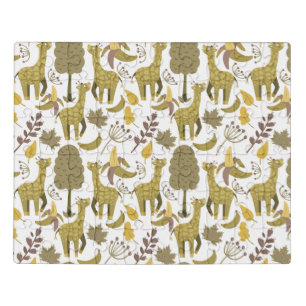 Seamless pattern Giraffe yellow white background Jigsaw Puzzle