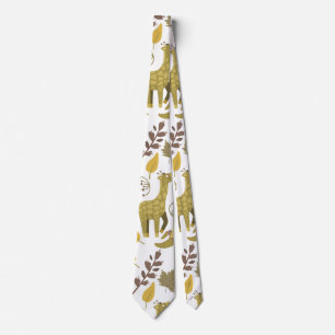 Seamless pattern Giraffe yellow white background Neck Tie