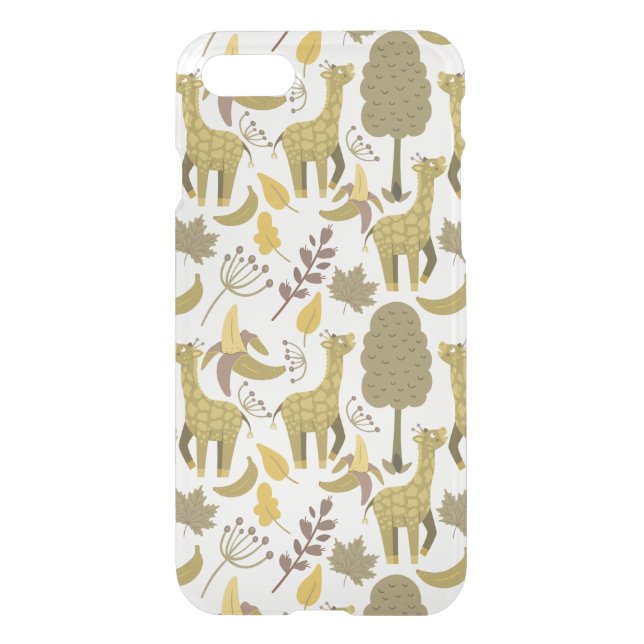 Seamless pattern Giraffe yellow white background Uncommon iPhone Case (Back)