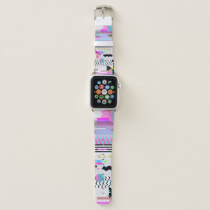 Seamless Pattern Glitch Design. Cyberpunk Digital  Apple Watch Band