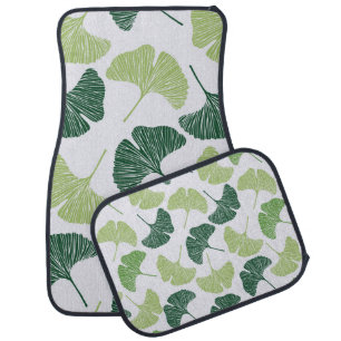 Seamless pattern Green ginkgo biloba  Car Floor Mat