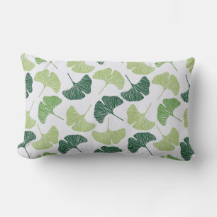 Seamless pattern Green ginkgo biloba  Lumbar Pillow