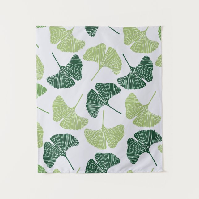 Seamless pattern Green ginkgo biloba  Tapestry (Front)