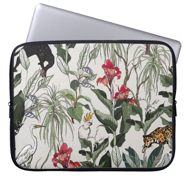 Seamless Pattern Hand Drawn Botanical Illustration Laptop Sleeve (Front)