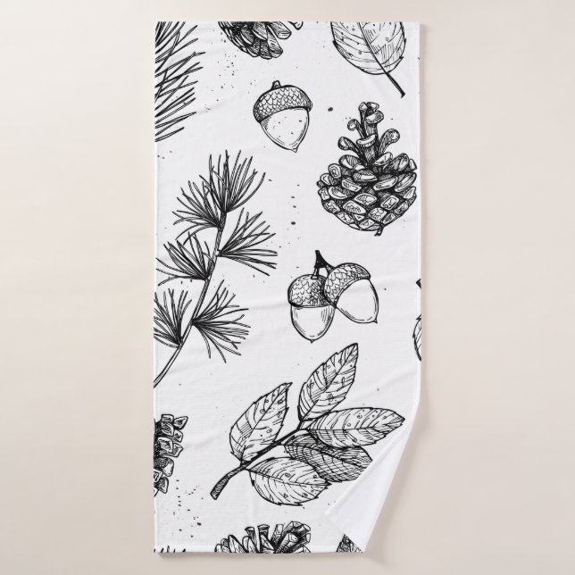Seamless pattern. Hand drawn vintage illustrations Bath Towel (Bath Towel)