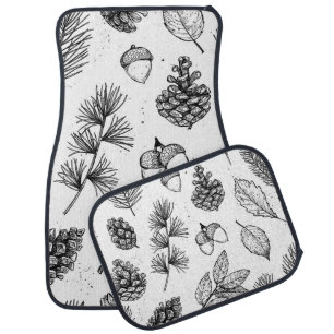 Seamless pattern. Hand drawn vintage illustrations Car Floor Mat