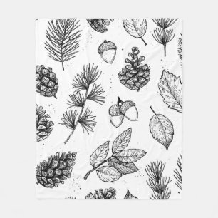 Seamless pattern. Hand drawn vintage illustrations Fleece Blanket