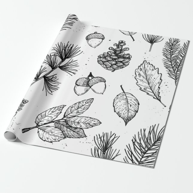 Seamless pattern. Hand drawn vintage illustrations Wrapping Paper (Unrolled)