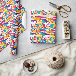 Seamless Pattern Happy Birthday Party Wrapping Paper