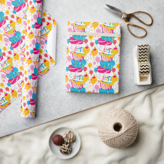 Seamless Pattern Happy Birthday Party Wrapping Paper