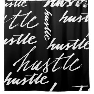 Seamless pattern hustle text grunge music handwrit shower curtain