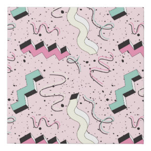 Seamless pattern in bright abstract retro style faux canvas print