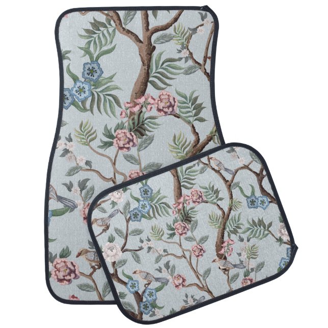 Seamless pattern in chinoiserie style with peonies car floor mat (Set)