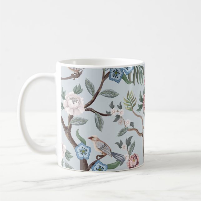 Seamless pattern in chinoiserie style with peonies coffee mug (Left)