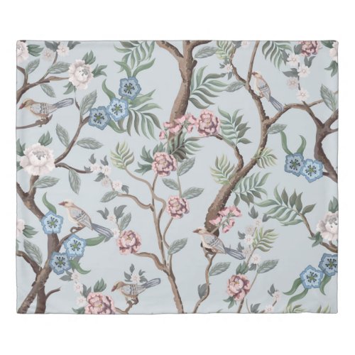 Seamless pattern in chinoiserie style with peonies duvet cover