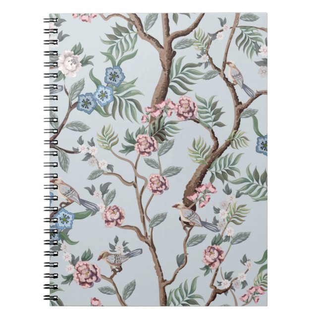 Seamless pattern in chinoiserie style with peonies notebook (Front)