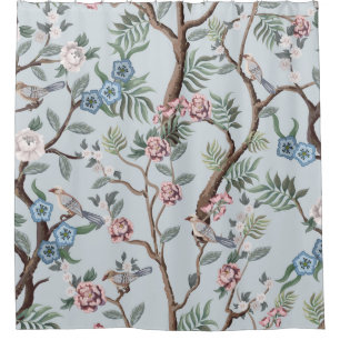 Seamless pattern in chinoiserie style with peonies shower curtain