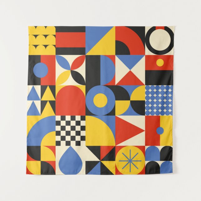 Seamless pattern in neogeo style. Simple geometric Tapestry (Front)