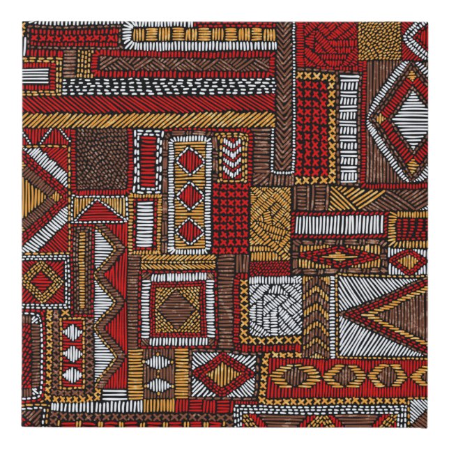 Seamless pattern in patchwork style. Embroidered E Faux Canvas Print (Front)