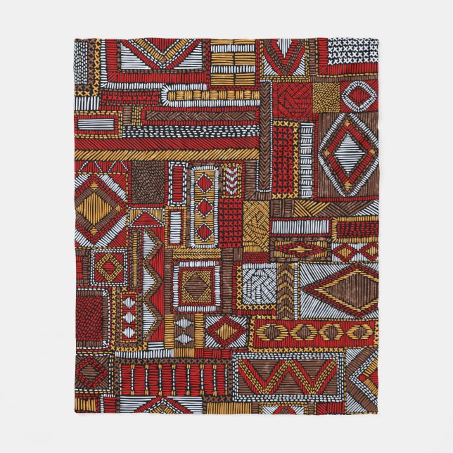 Seamless pattern in patchwork style. Embroidered E Fleece Blanket (Front)