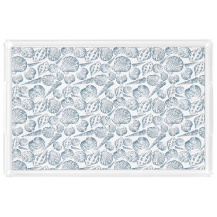 Seamless pattern in trendy colors with seashells acrylic tray