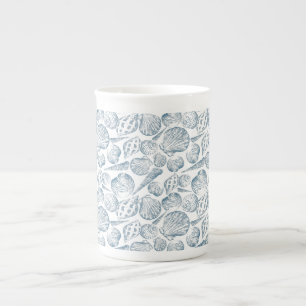 Seamless pattern in trendy colors with seashells s bone china mug