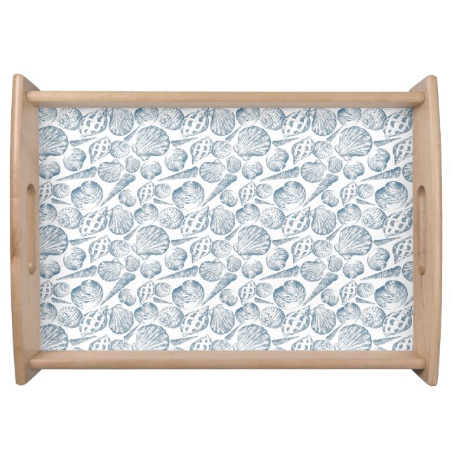 Seamless pattern in trendy colors with seashells serving tray (Front)