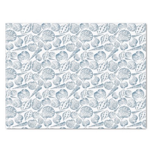 Seamless pattern in trendy colors with seashells w tissue paper