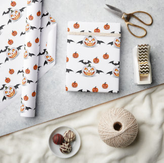 Seamless Pattern Jack O'lantern Halloween Wrapping Paper