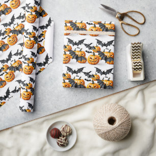 Seamless Pattern Jack O'lantern Halloween Wrapping Paper