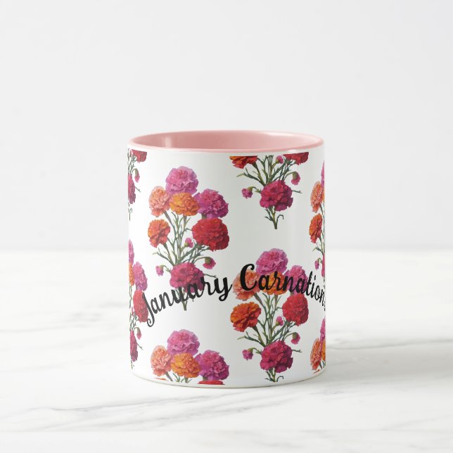 Seamless Pattern January Carnations Coffee Mug (Center)
