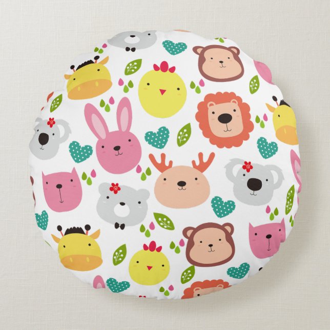 Seamless Pattern kids' room decorations Round Pillow (Front)