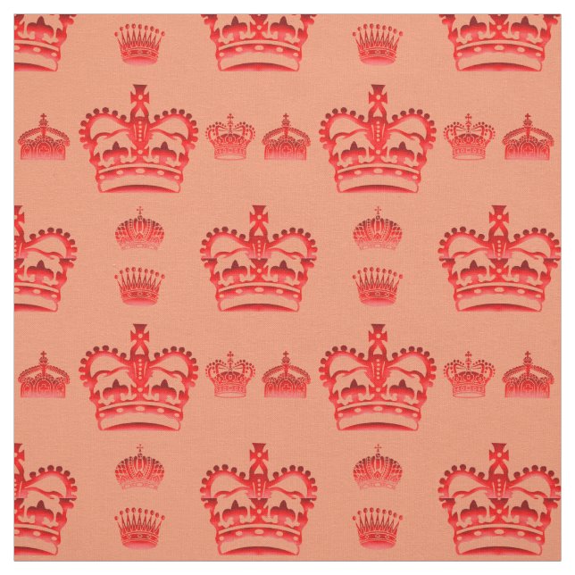 Seamless Pattern King's Crowns Of Red Color Fabric (Swatch)