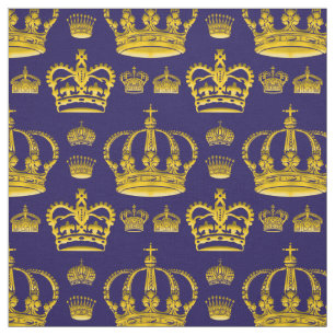 Seamless Pattern King's Crowns Of Yellow Color Fabric