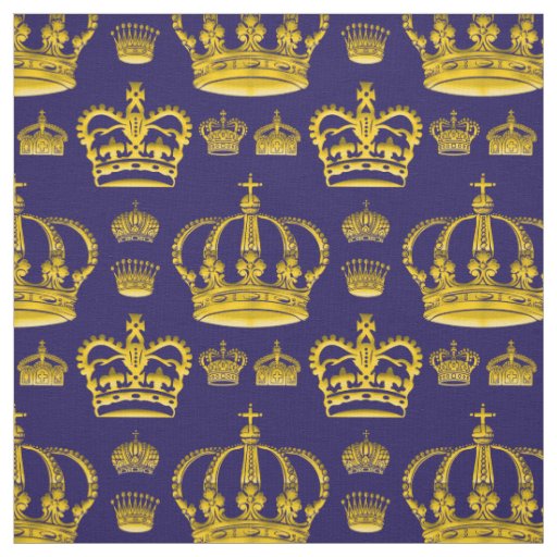 Seamless Pattern King's Crowns Of Yellow Color Fabric