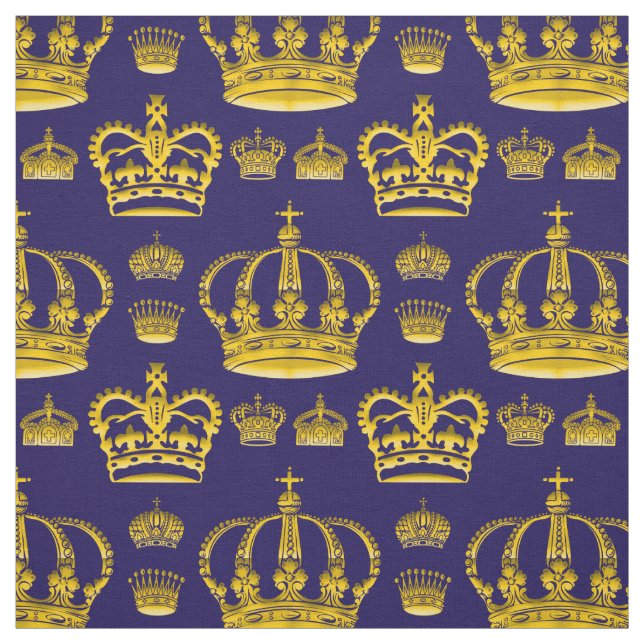 Seamless Pattern King's Crowns Of Yellow Color Fabric (Swatch)
