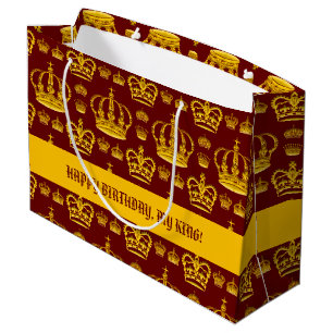 Seamless Pattern King's Crowns Of Yellow Color Lar Large Gift Bag