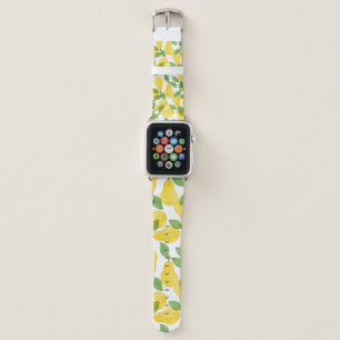 Seamless pattern made of pears with leaves apple watch band