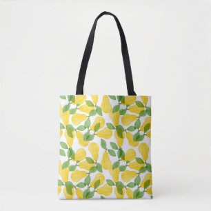 Seamless pattern made of pears with leaves tote bag