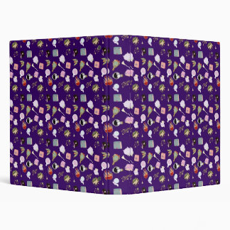 Seamless pattern magic elements and creatures 3 ring binder