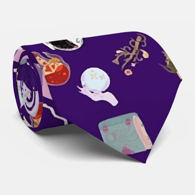 Seamless pattern magic elements and creatures   neck tie (Rolled)