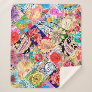 Seamless pattern. Magical forest. Unicorn and moth Sherpa Blanket