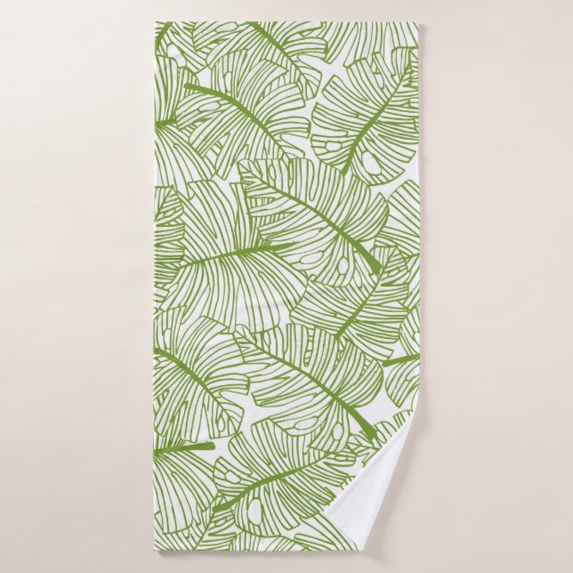 Seamless pattern Monstera leaves background. Flora Bath Towel (Bath Towel)
